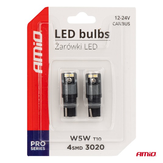03717 Żarówki LED CAN 3020 4SMD T10 W5W W10W 12V 2 -photo number 3