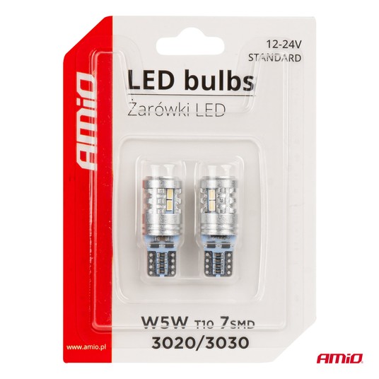 03718 Żarówki LED T10 W5W 6x3020+1x3030 SMD 12V 24 -photo number 2