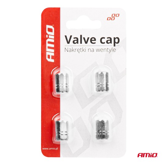 Aluminiowe nakrętki na wentyle kapturki srebrne 4 szt AMIO-02236 -zdjęcie numer 2