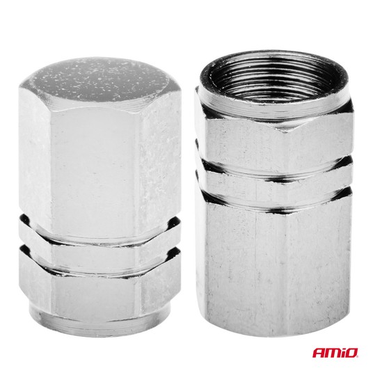 Aluminiowe nakrętki na wentyle kapturki srebrne 4 szt AMIO-02236 -zdjęcie numer 3