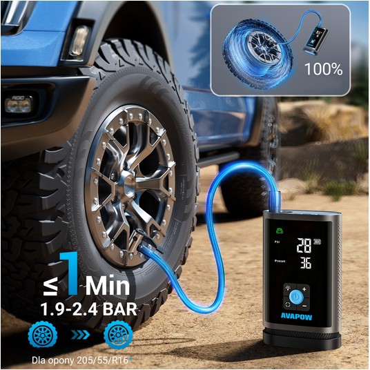 AVAPOW Jump Starter Booster JP3 PRO z Kompresorem Air Pump 3000 A -zdjęcie numer 12