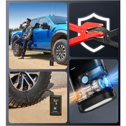 AVAPOW Jump Starter Booster JP3 PRO z Kompresorem Air Pump 3000 A -zdjęcie numer 6