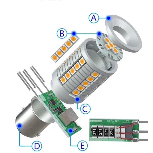 EM Automotiv Żar. LED S1 PY21W 7057 BAU15s Amber -photo number 6