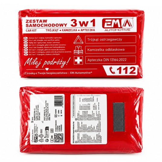 EM Automotive® Apteczka Samochodowa DIN 13164 Zestaw Pierwszej Pomocy z Trójkątem Ostrzegawczym i Ka -zdjęcie numer 9