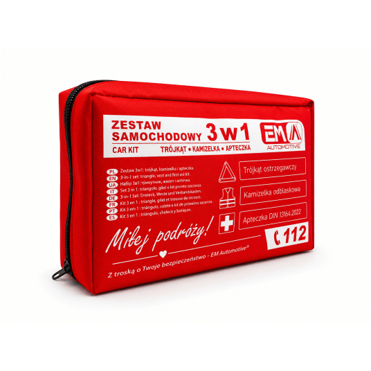 EM Automotive® Apteczka Samochodowa DIN 13164 Zestaw Pierwszej Pomocy z Trójkątem Ostrzegawczym i Ka -zdjęcie numer 15