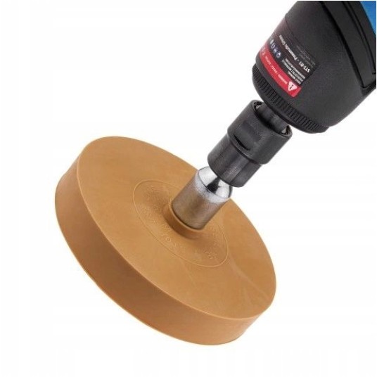 EM Automotive® Dysk Gumowy do Usuwania Kleju i Naklejek do Wiertarki z Adapterem -zdjęcie numer 2