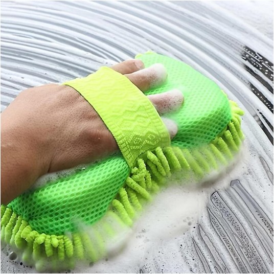 EM Automotive® Gąbka do Mycia Samochodu 2 w 1 Mikrofibra i Siatka Zielona -zdjęcie numer 4