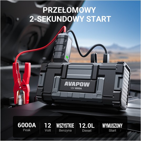 EM Automotive® Jump Starter Booster AVAPOW T8 MAX 6000A 24000 mAh 88,8 Wh z Latarką -zdjęcie numer 8
