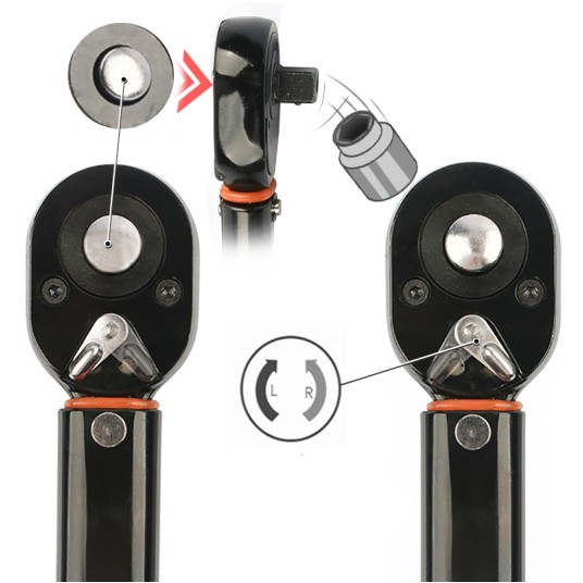 EM Automotive® Klucz Dynamometryczny 1/2 Cala 12,5 mm 28 do 210 Nm CrV Dwustronny Czarny -zdjęcie numer 6