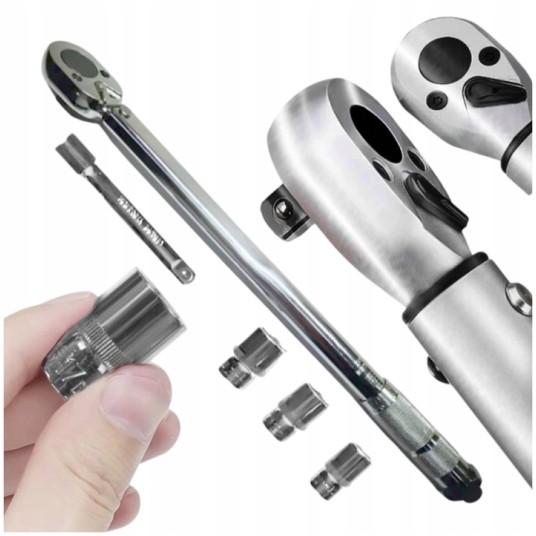 EM Automotive® Klucz Dynamometryczny 28 do 210 Nm Zestaw 1/2 Cala z Nasadkami -zdjęcie numer 1