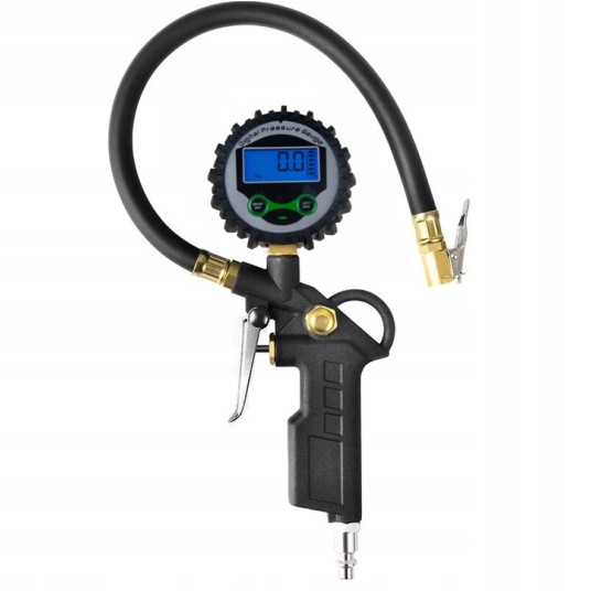 EM Automotive® Pistolet do Pompowania Kół z Cyfrowym Manometrem 18 Bar EURO 1/4 Cala Wąż 36 cm -zdjęcie numer 1