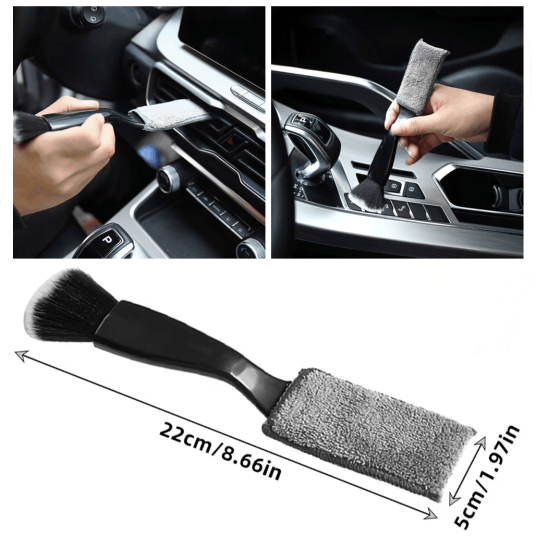 EM Automotive® Szczoteczka Precyzyjna 2 w 1 z Mikrofibrą i Pędzelkiem do Czyszczenia Wnętrza Auta -zdjęcie numer 7