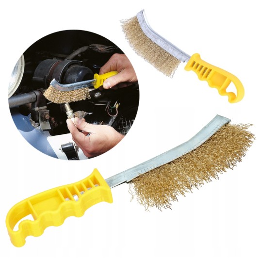 EM Automotive® Szczotka Druciana Mosiężna 245 mm Ręczna do Czyszczenia Felg -zdjęcie numer 1