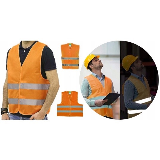 EM Automotive® Uniwersalna Kamizelka Odblaskowa Samochodowa Drogowa Ostrzegawcza Pomarańczowa -zdjęcie numer 5
