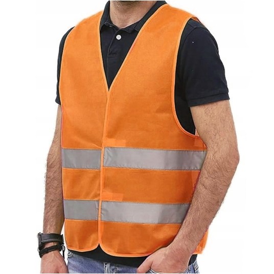 EM Automotive® Uniwersalna Kamizelka Odblaskowa Samochodowa Drogowa Ostrzegawcza Pomarańczowa -zdjęcie numer 7