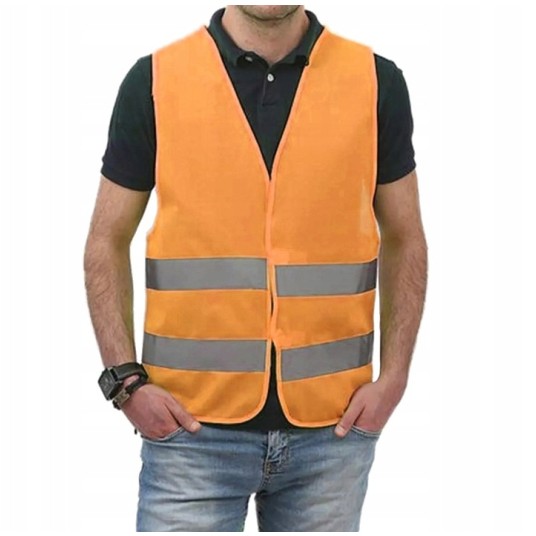 EM Automotive® Uniwersalna Kamizelka Odblaskowa Samochodowa Drogowa Ostrzegawcza Pomarańczowa -zdjęcie numer 8