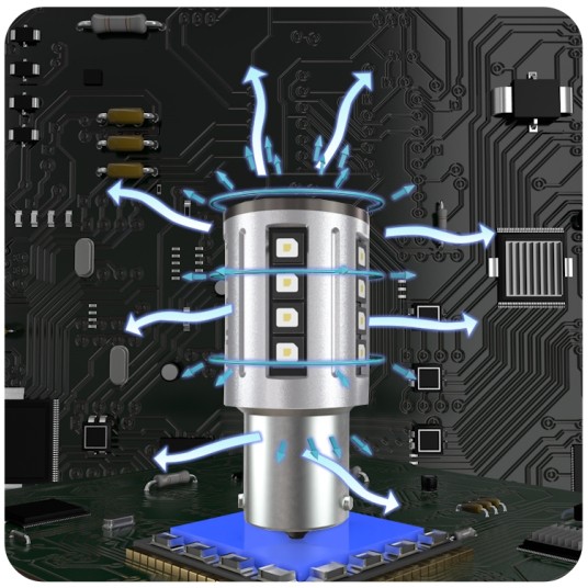 EM Automotive® Żarówka LED P21W BA15S S2 24 Diod SMD 3838 2350 LM CANBUS do Światła Wstecznego i DRL -zdjęcie numer 5