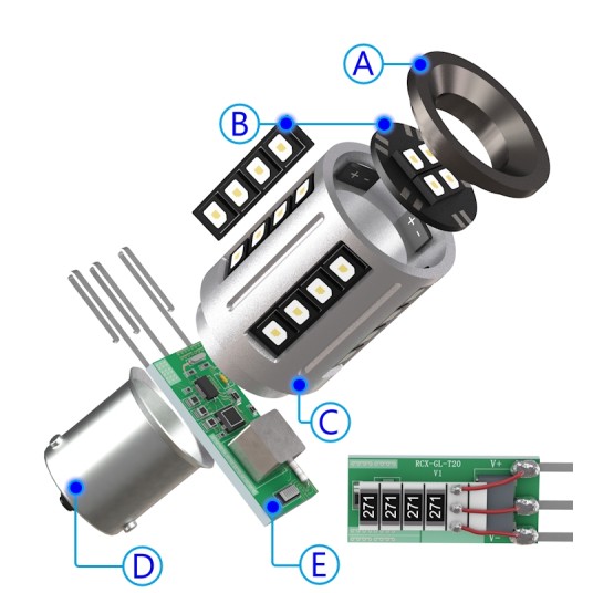 EM Automotive® Żarówka LED P21W BA15S S2 24 Diod SMD 3838 2350 LM CANBUS do Światła Wstecznego i DRL -zdjęcie numer 7