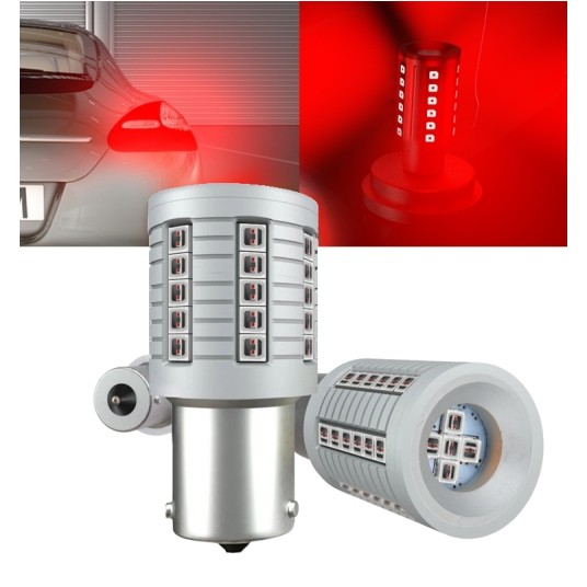 EM Automotive® Żarówka LED P21W Czerwona 40 Diod CSP SMD do Świateł Stop 1 Sztuka -zdjęcie numer 3