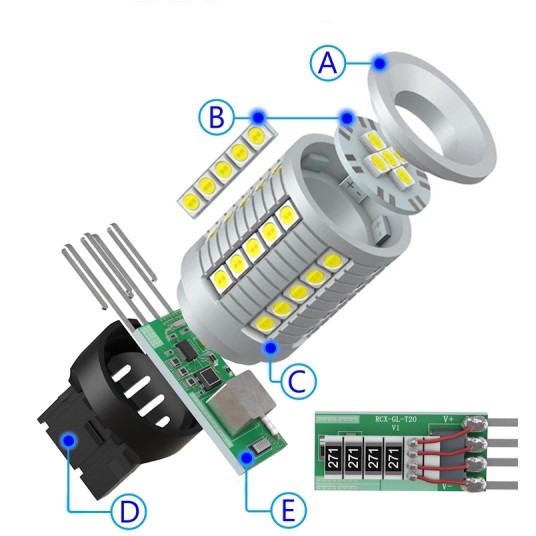 EM Automotive® Żarówka LED W21/5W 7443 S1 45 Diod SMD 3030 2350 LM CANBUS do Świateł DRL i Postojowy -zdjęcie numer 6