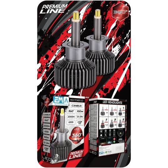 EM Automotive® Żarówki LED CSP H8 H9 H11 100 W 20000 LM CANBUS 360 Stopni -zdjęcie numer 12