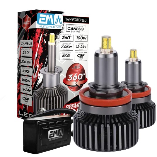 EM Automotive® Żarówki LED CSP H8 H9 H11 100 W 20000 LM CANBUS 360 Stopni -zdjęcie numer 2