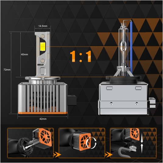 EM Automotive® Żarówki LED D1S 6500K 20000 LM CANBUS Plug and Play Zamiennik Xenon Komplet 2 Sztuki -zdjęcie numer 5
