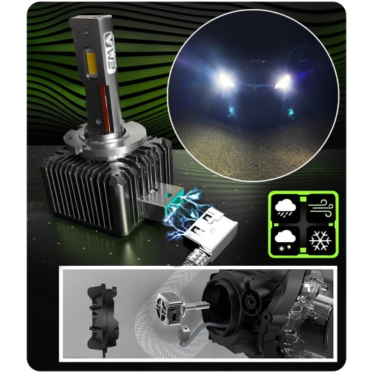 EM Automotive® Żarówki LED D3S 6000K 20000 LM CANBUS Plug and Play Zamiennik Xenon Komplet 2 Sztuki -zdjęcie numer 4