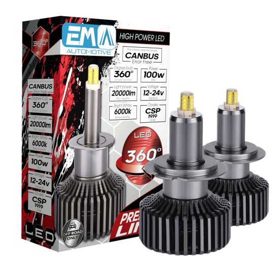 EM Automotive® Żarówki LED H7 Premium Line 100 W 6000K CANBUS 360 Stopni z Soczewką -zdjęcie numer 2