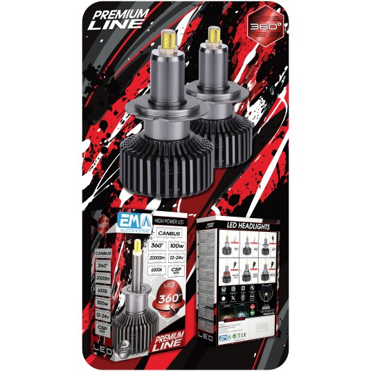 EM Automotive® Żarówki LED H7 Premium Line 100 W 6000K CANBUS 360 Stopni z Soczewką -zdjęcie numer 7