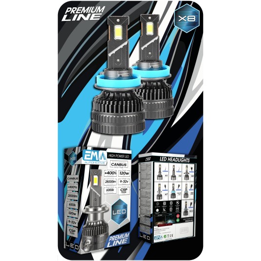 EM Automotive® Żarówki Retrofit LED H8 H9 H11 120 W 28000 LM CANBUS -zdjęcie numer 4