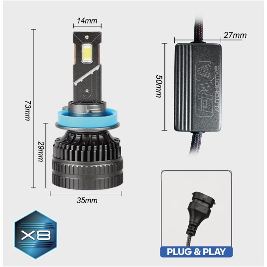 EM Automotive® Żarówki Retrofit LED H8 H9 H11 120 W 28000 LM CANBUS -zdjęcie numer 16