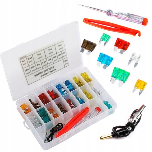 EM Automotive® Zestaw 150 Bezpieczników Samochodowych MINI UNI MIX z Próbnikiem -zdjęcie numer 1