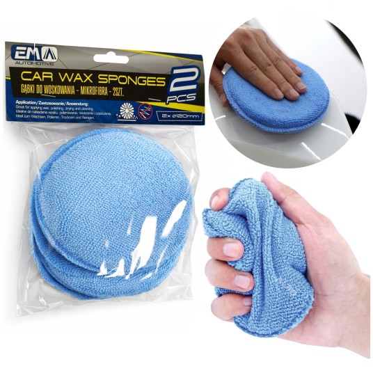 EM Automotive® Zestaw 2 Aplikatorów Gąbkowych do Woskowania i Polerowania Samochodu 125 mm -zdjęcie numer 1