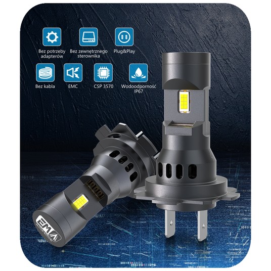 EM Automotive® Zestaw 2 Żarówek LED H7 Plug and Play 70 W LED -zdjęcie numer 9