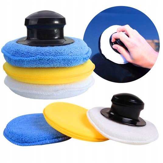 EM Automotive® Zestaw Aplikatorów do Wosku Premium 12 cm 3 Sztuki z Uchwytem -zdjęcie numer 1
