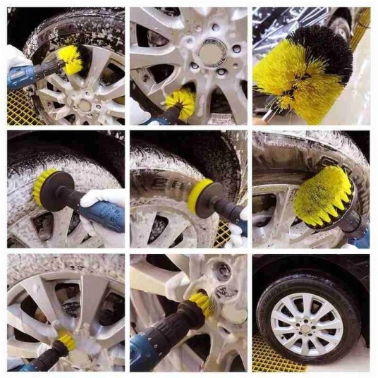 EM Automotive® Zestaw do Czyszczenia Mycia i Polerowania Samochodu Szczotki na Wkrętarkę 31 Elementó -zdjęcie numer 7