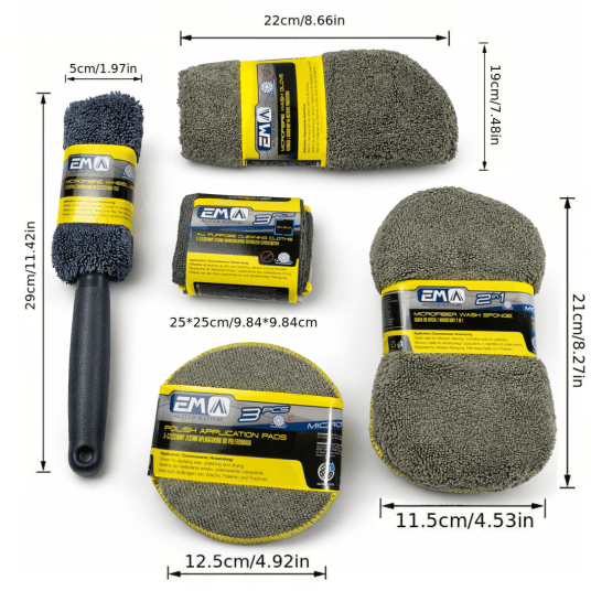 EM Automotive® Zestaw do Mycia Samochodu Car Detailing Ściereczki z Mikrofibry do Felg 9 Elementów -zdjęcie numer 4