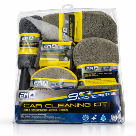 EM Automotive® Zestaw do Mycia Samochodu Car Detailing Ściereczki z Mikrofibry do Felg 9 Elementów -zdjęcie numer 2