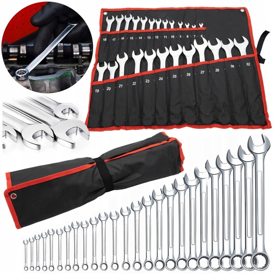 EM Automotive® Zestaw Kluczy Płasko-Oczkowych 25 Elementów 6–32 mm -zdjęcie numer 1