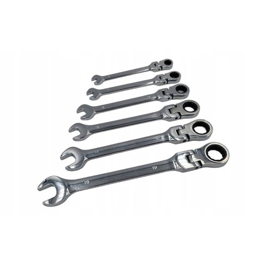 EM Automotive® Zestaw Kluczy Płasko-Oczkowych z Grzechotką 6 Elementów -zdjęcie numer 5