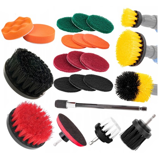 EM Automotive® Zestaw Szczotek Czyszczących i Polerskich na Wiertarkę XXL 22 Elementy 1/4" -zdjęcie numer 1