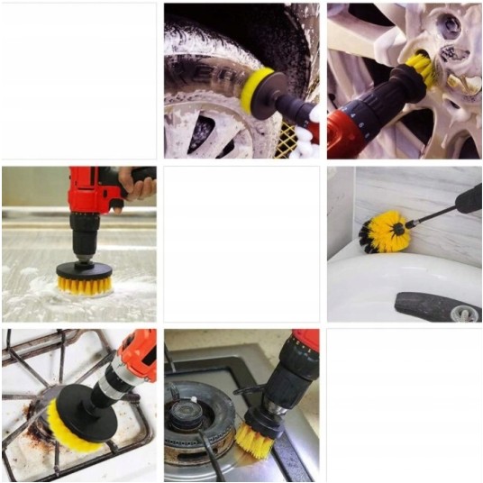 EM Automotive® Zestaw Szczotek Czyszczących na Wiertarkę i Wkrętarkę 5 cm 8 cm 10 cm -zdjęcie numer 2