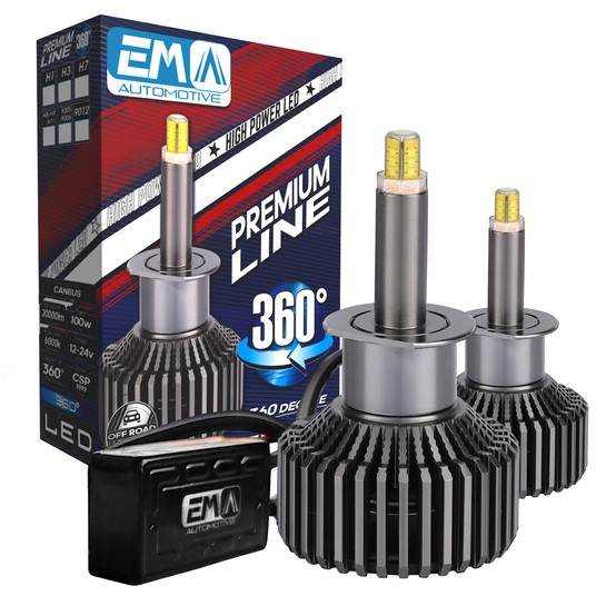 EM Automotive® Zestaw Żarówek LED Premium Line H1 360° 100 W Komplet 2 Sztuki -zdjęcie numer 1