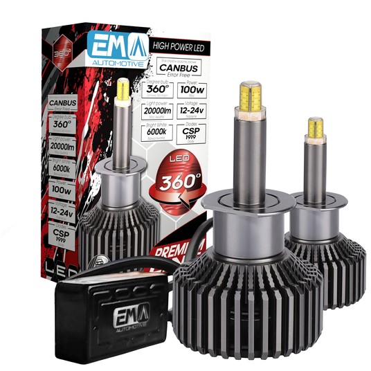 EM Automotive® Zestaw Żarówek LED Premium Line H1 360° 100 W Komplet 2 Sztuki -zdjęcie numer 2