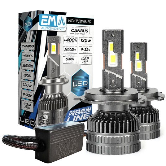EM Automotive® Zestaw Żarówek LED Premium Line H4 X8 120 W Komplet 2 Sztuki -zdjęcie numer 2