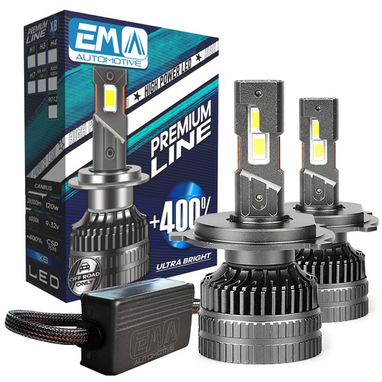 EM Automotive® Zestaw Żarówek LED Premium Line H4 X8 120 W Komplet 2 Sztuki -zdjęcie numer 1