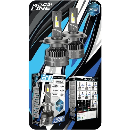 EM Automotive® Zestaw Żarówek LED Premium Line H4 X8 120 W Komplet 2 Sztuki -zdjęcie numer 4