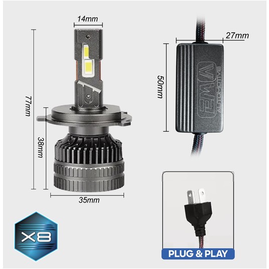 EM Automotive® Zestaw Żarówek LED Premium Line H4 X8 120 W Komplet 2 Sztuki -zdjęcie numer 17