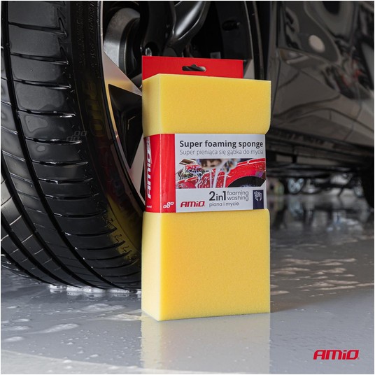 Gąbka do mycia auta samochodu miękka super piana AMIO-03842 -zdjęcie numer 4